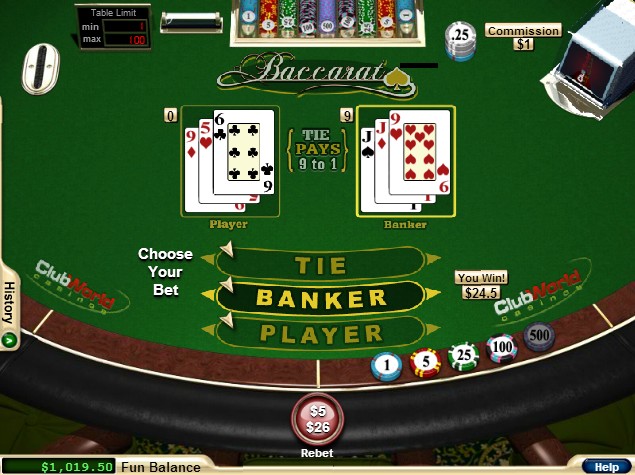 Practice yourself with our free Baccarat game